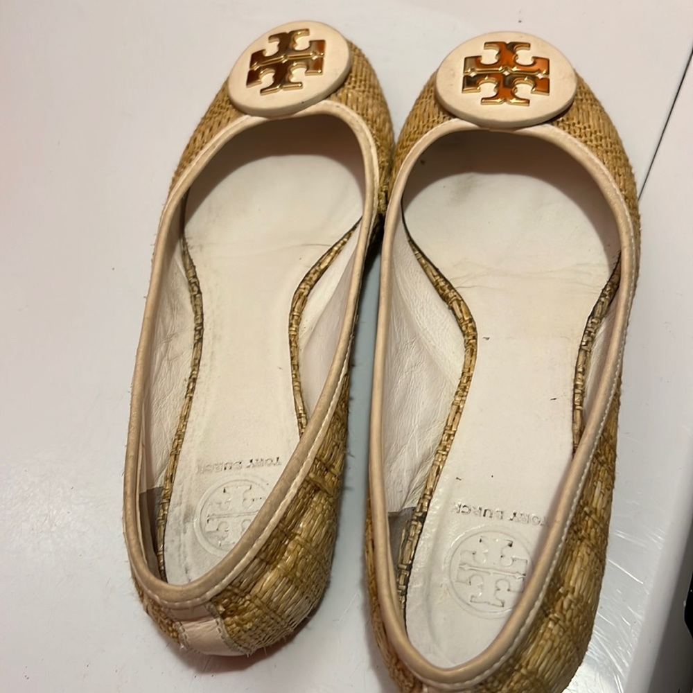 Tory Burch Straw White Reva Flats